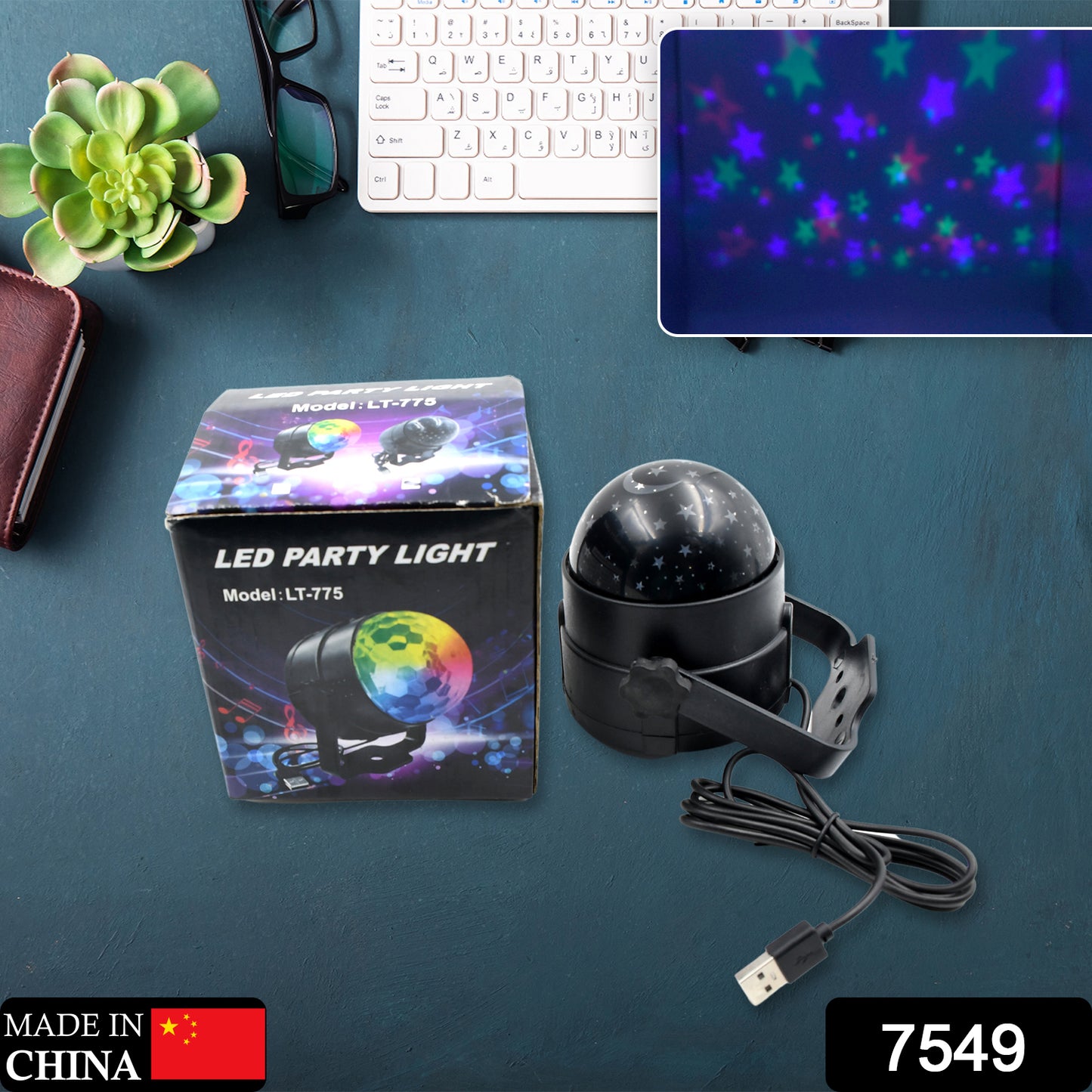 7549 Dj Light Party Disco Light For Home Party Led Disco Ball Colors Pattern Modes Dancing Light For Room Rotating Bulb Magic Lights For Diwali Wedding Holiday Party Party Gift Kids Birthday