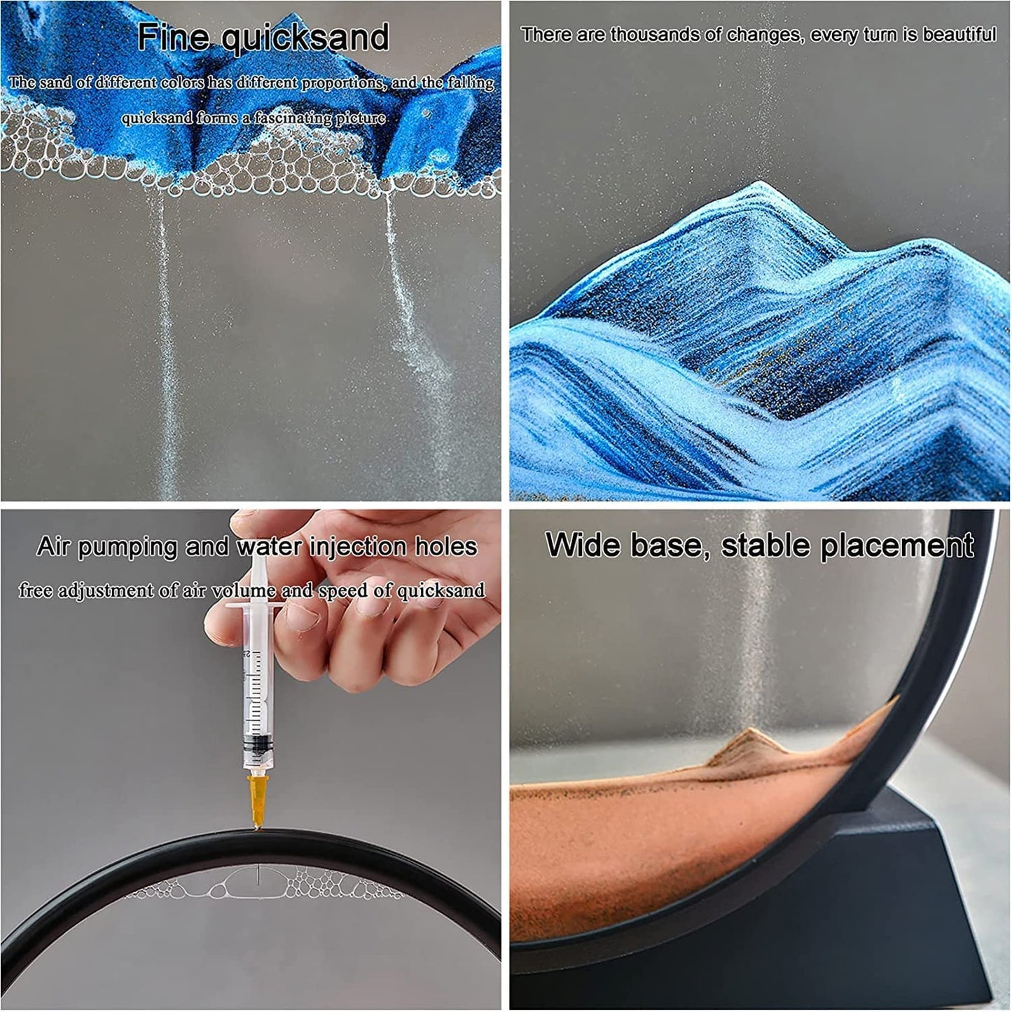 8781 Moving Sand Art Picture Decor 3d Deep Sea Sandscape Liquid Motion Round Glass Frame Display Flowing Sand Relaxing Gift For Kids Adults Painting Artistic Sandscape For Home Office Ornament Desktop Art Bookshelves Decoration (1 Pc )